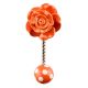 Orange Rose Flower Ceramic Wall Hook in Silver Fitting